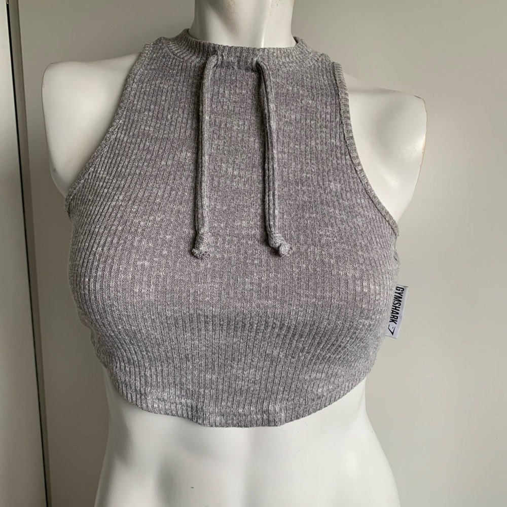 Gymshark Slounge women’s size XS gray Ribbed high neck  crop top